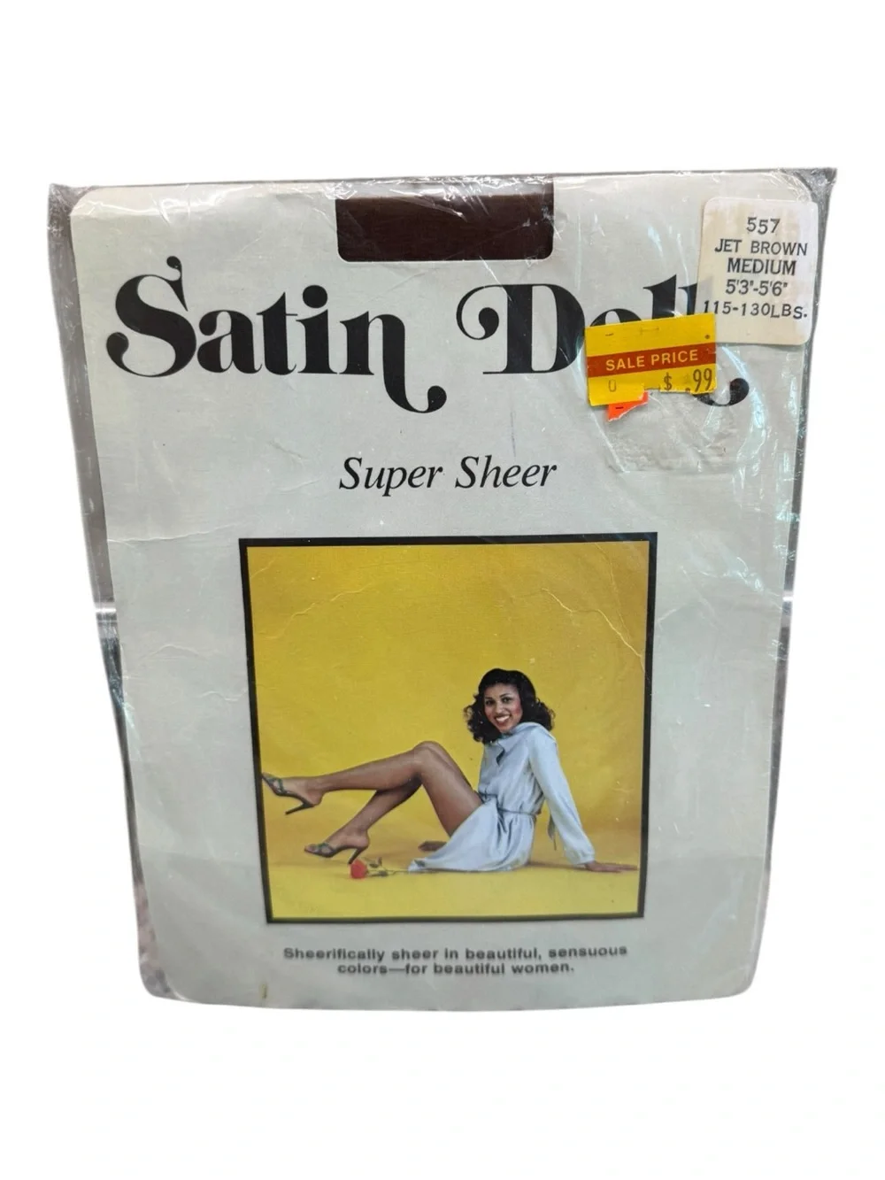 Vintage Satin Doll Super Sheer 100% Nylon Pantyhose Jet Brown Medium